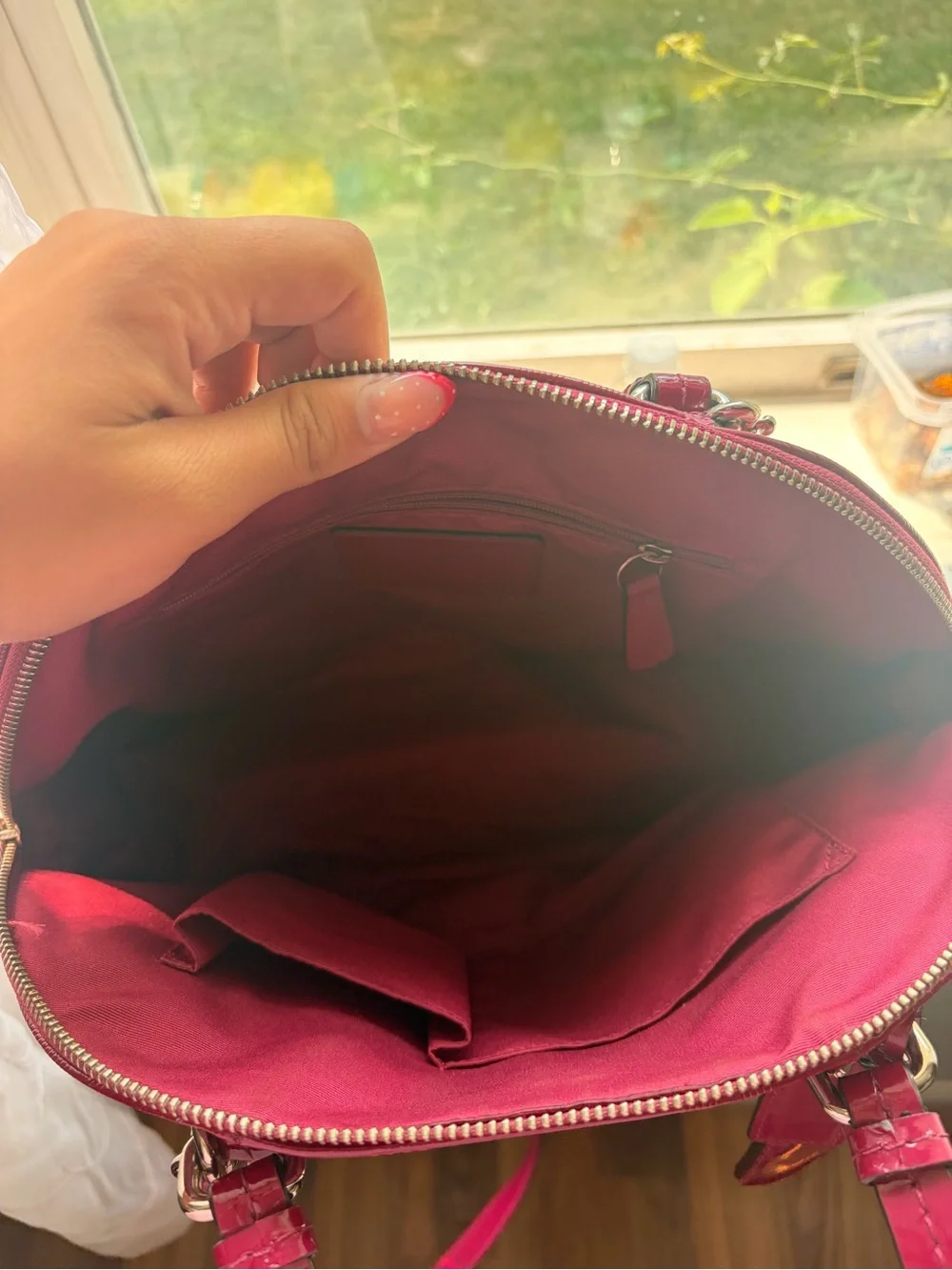Coach Patent Domino Satchel in Berry
